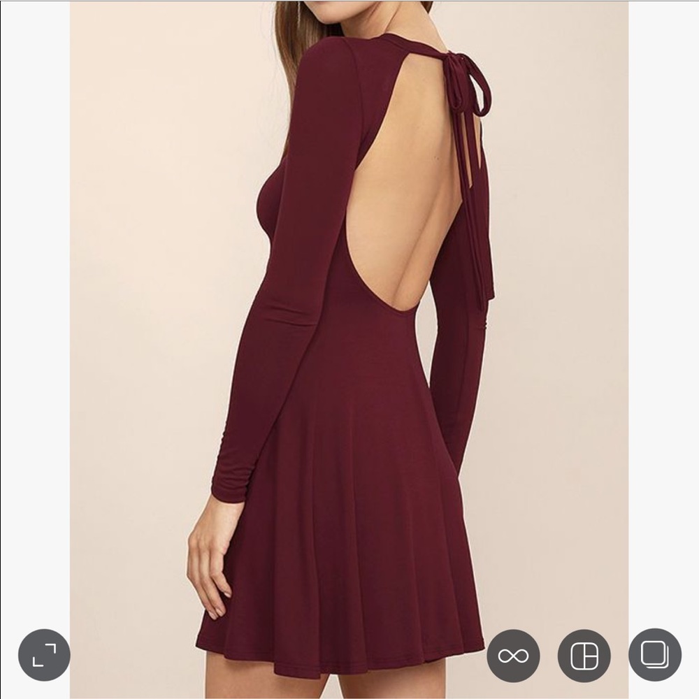 Lulu’s Downright Dreamy Burgundy Backless Dress